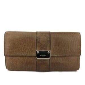 EGA GUCCI Ssima GG Logo Leather Long Bifold Wallet Brown/9BL1382